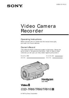 Sony CCD TR 916 E manual. Camera Instructions.